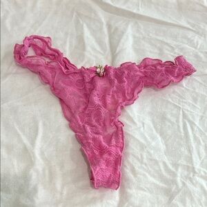 NWT - Victoria's Secret Fuchsia Lace Thong